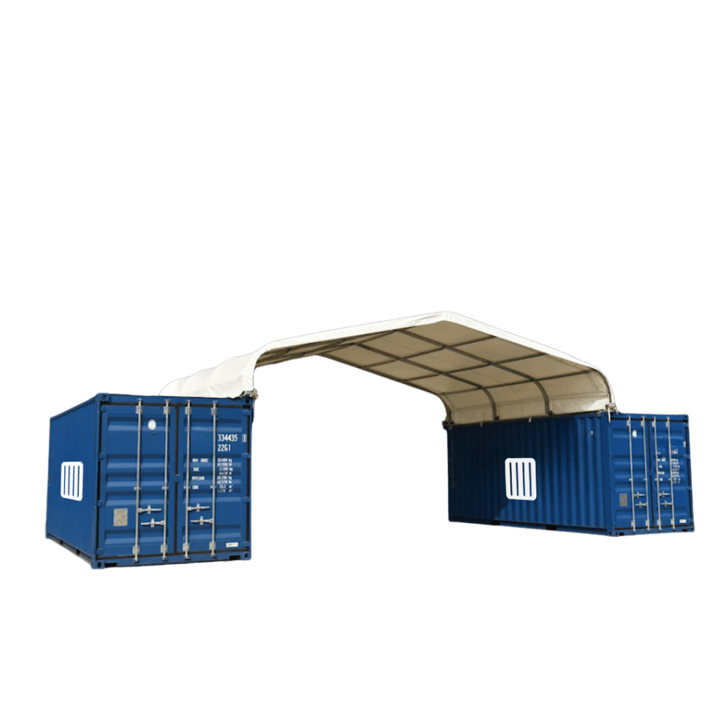 Abri sur conteneur maritime toit à pignon 8×6